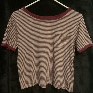 Red and Gray Stripped Tee